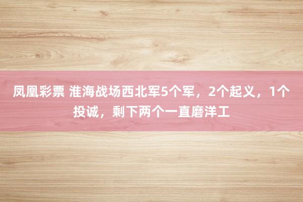 凤凰彩票 淮海战场西北军5个军，2个起义，1个投诚，剩下两个一直磨洋工