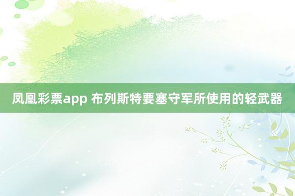 凤凰彩票app 布列斯特要塞守军所使用的轻武器