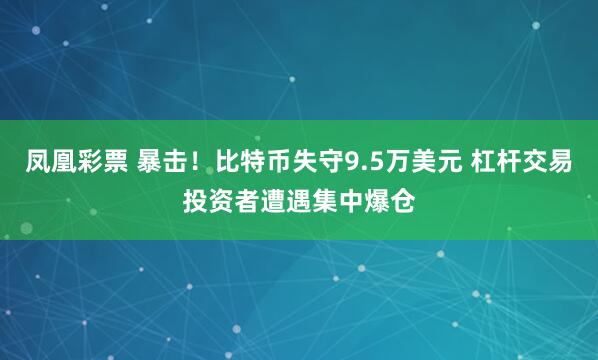凤凰彩票 暴击！比特币失守9.5万美元 杠杆交易投资者遭遇集中爆仓