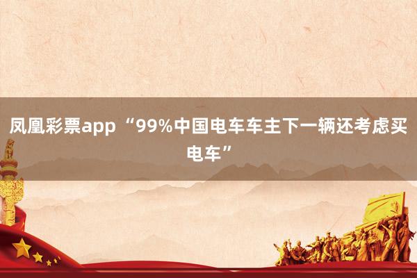 凤凰彩票app “99%中国电车车主下一辆还考虑买电车”