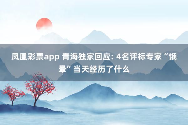 凤凰彩票app 青海独家回应: 4名评标专家“饿晕”当天经历了什么