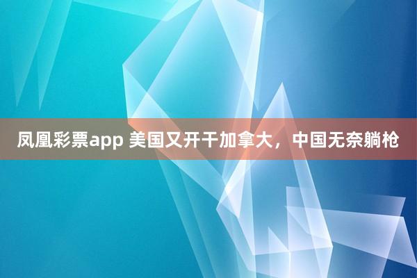凤凰彩票app 美国又开干加拿大，中国无奈躺枪