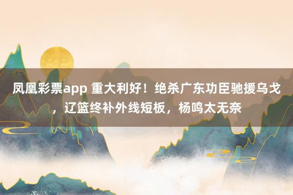 凤凰彩票app 重大利好！绝杀广东功臣驰援乌戈，辽篮终补外线短板，杨鸣太无奈