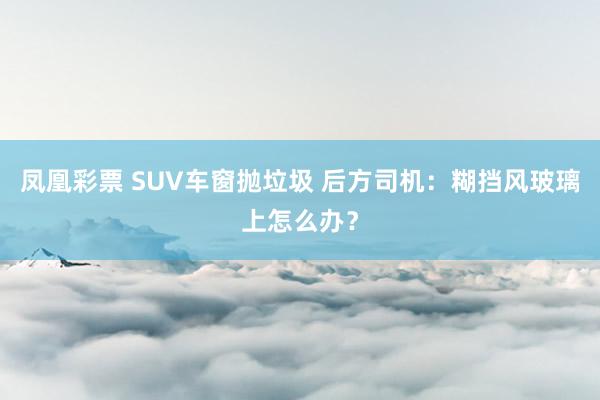 凤凰彩票 SUV车窗抛垃圾 后方司机：糊挡风玻璃上怎么办？