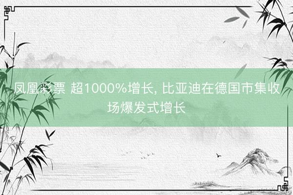凤凰彩票 超1000%增长, 比亚迪在德国市集收场爆发式增长